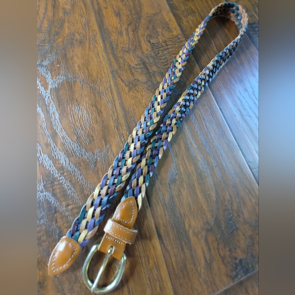 Vintage multicolored woven leather belt